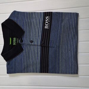 Hugo Boss Striped Polo Luxury Golf Shirt Medium